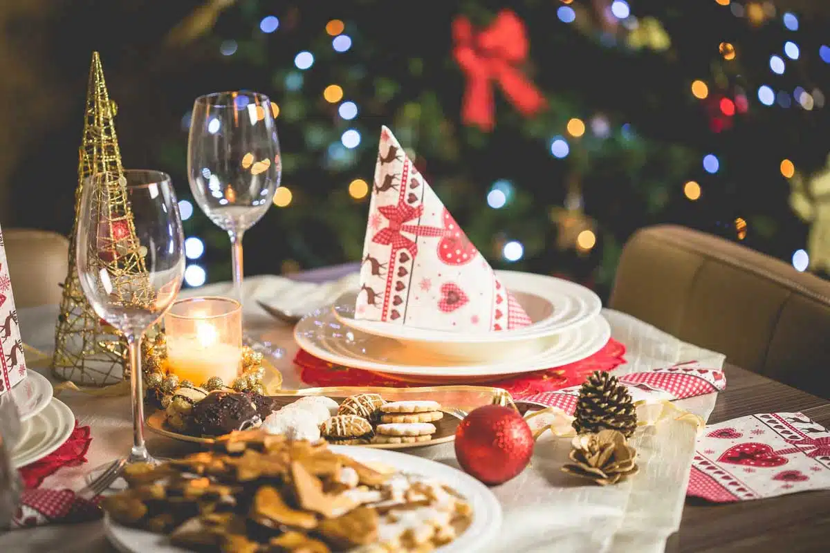 Table decorated for christmas